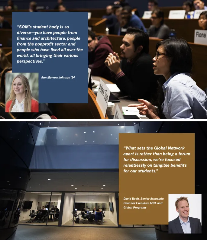 Digital screen displaying quotes and testimonies from current students and past alumnis.