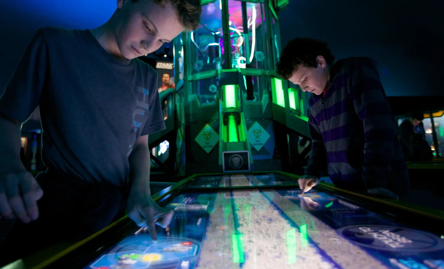 Children playing with the interactive activity table.