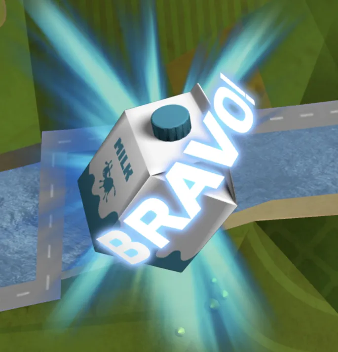 Screen shows a successful result of an interactive activity, with "Bravo!" text displaying.