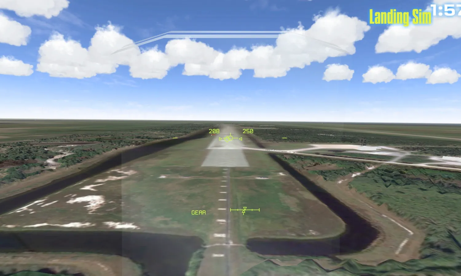 In-game image of the Landing Simulator interactive, showing an empty runway.